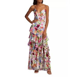 Alice + Olivia Hayden Ruffled Floral Maxi Dress. Size 0